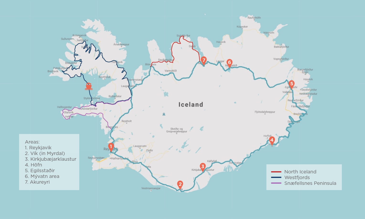 map of ring road iceland