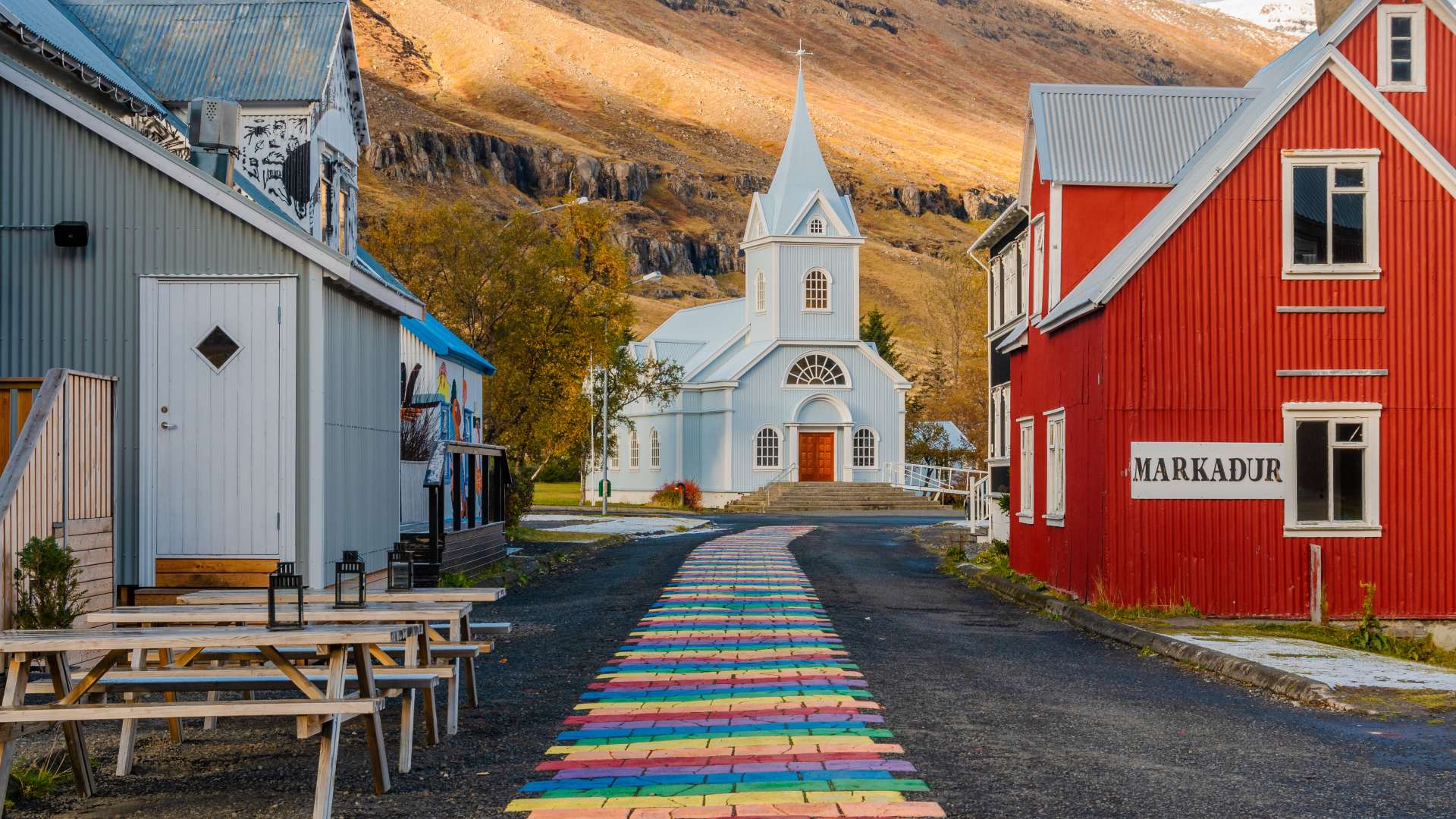 Seydisfjordur rainbow street, Iceland