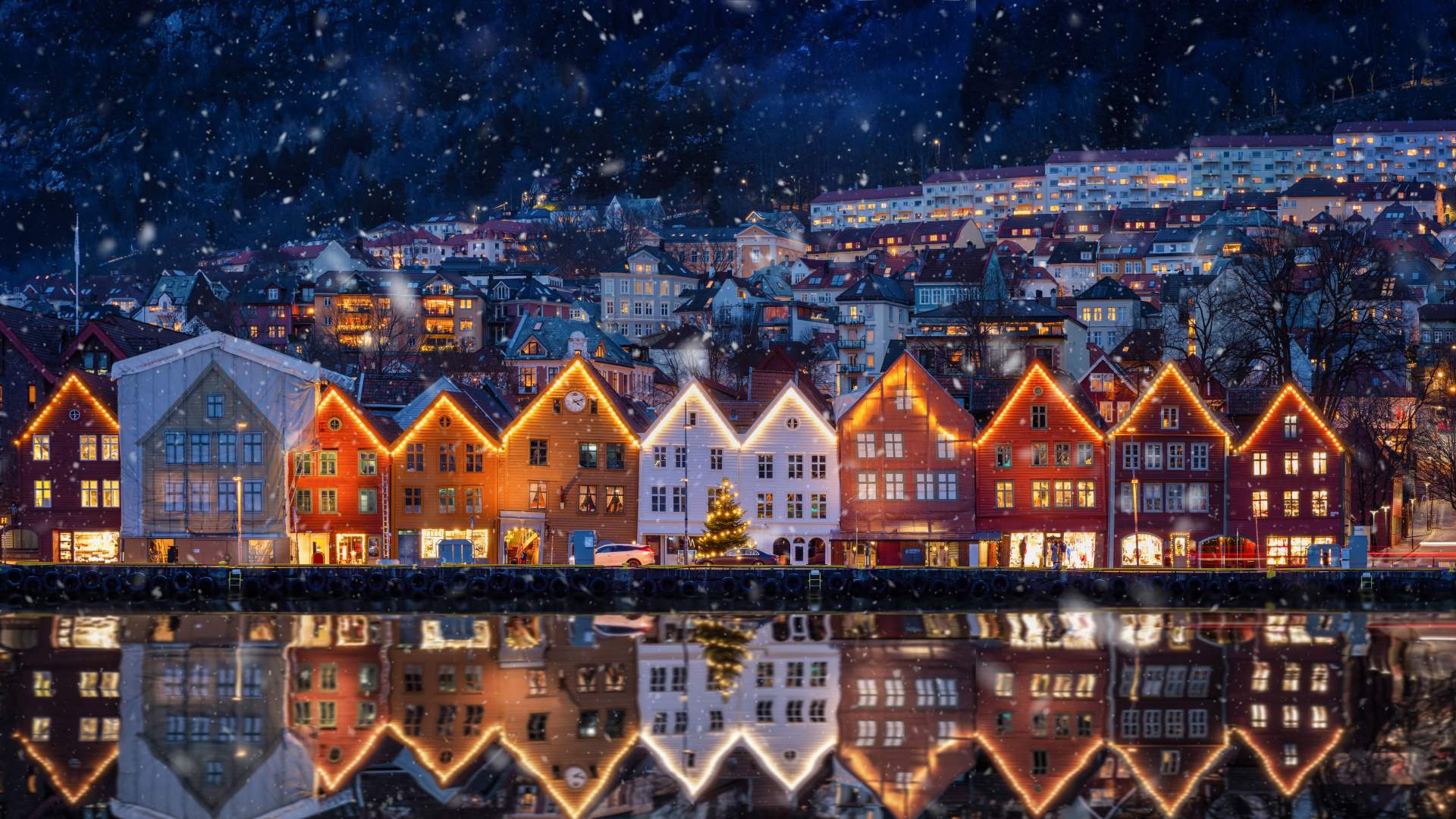 Bryggen at Christmas in Bergen, Norway