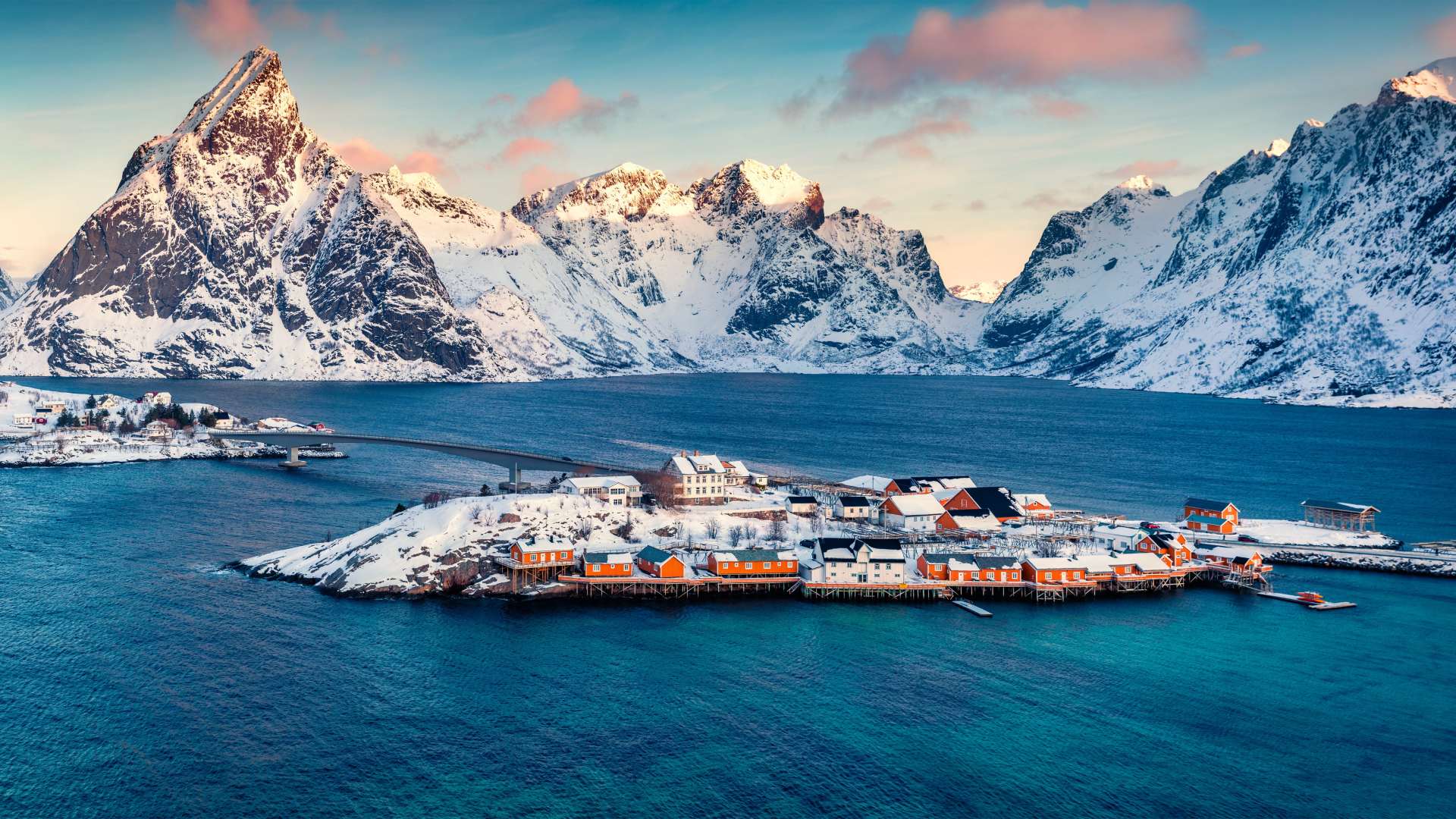 Sakrisoy and Kvalvik Bridge, Lofoten Islands, Norway