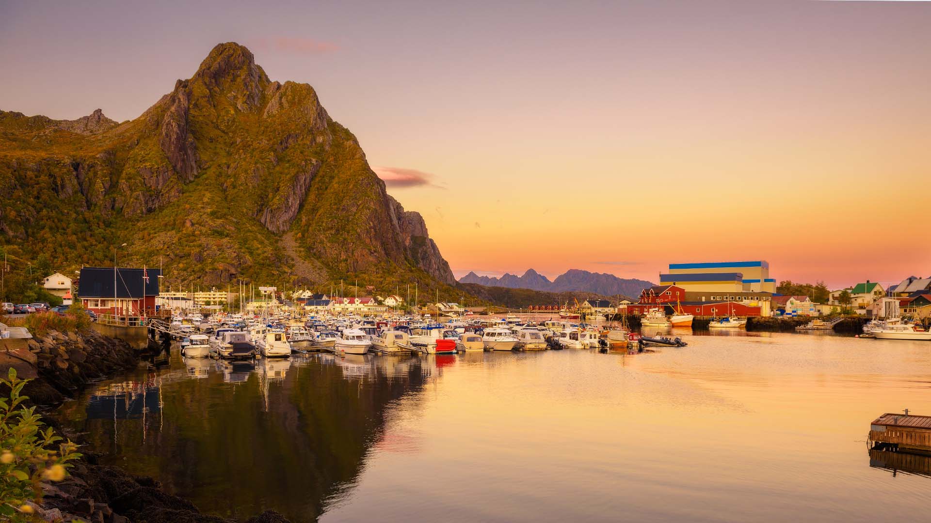 light of sun on svolvaer in lofoten