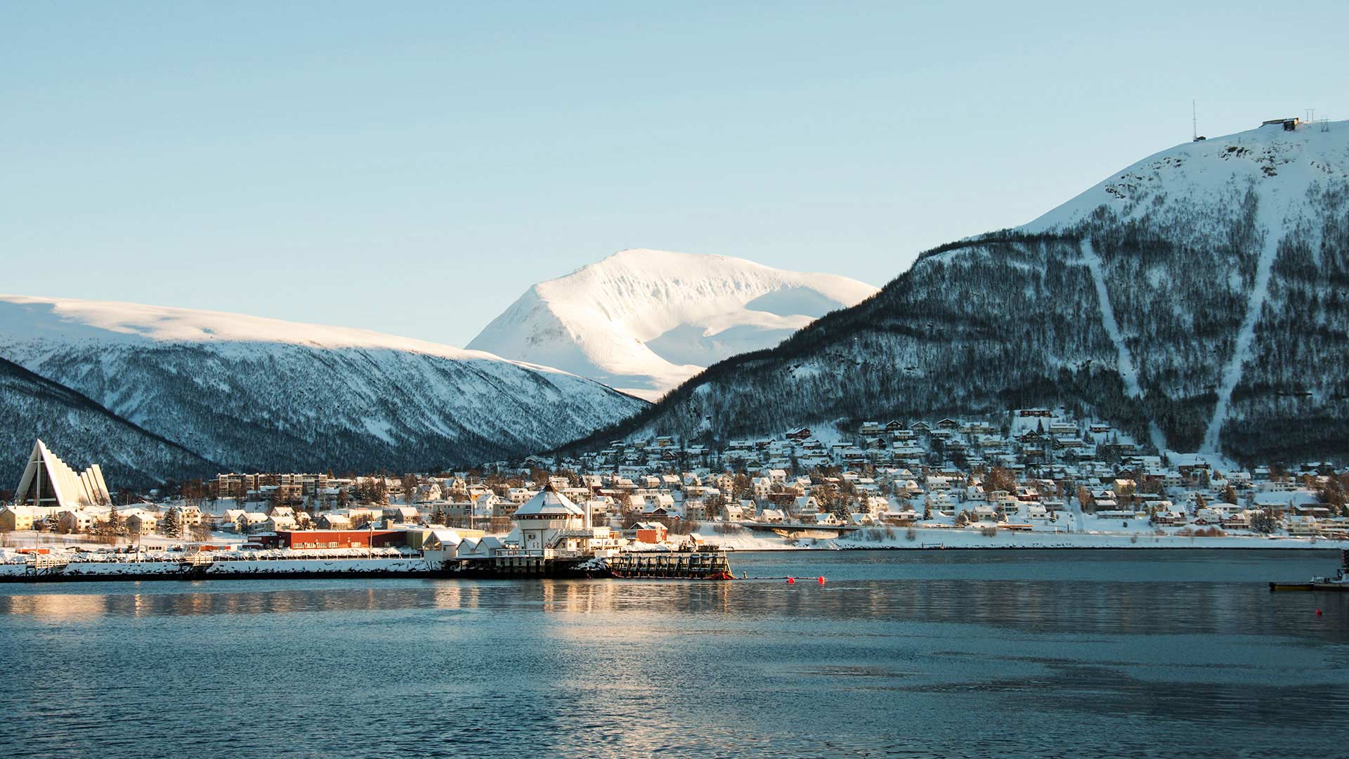view of tromso in the snow