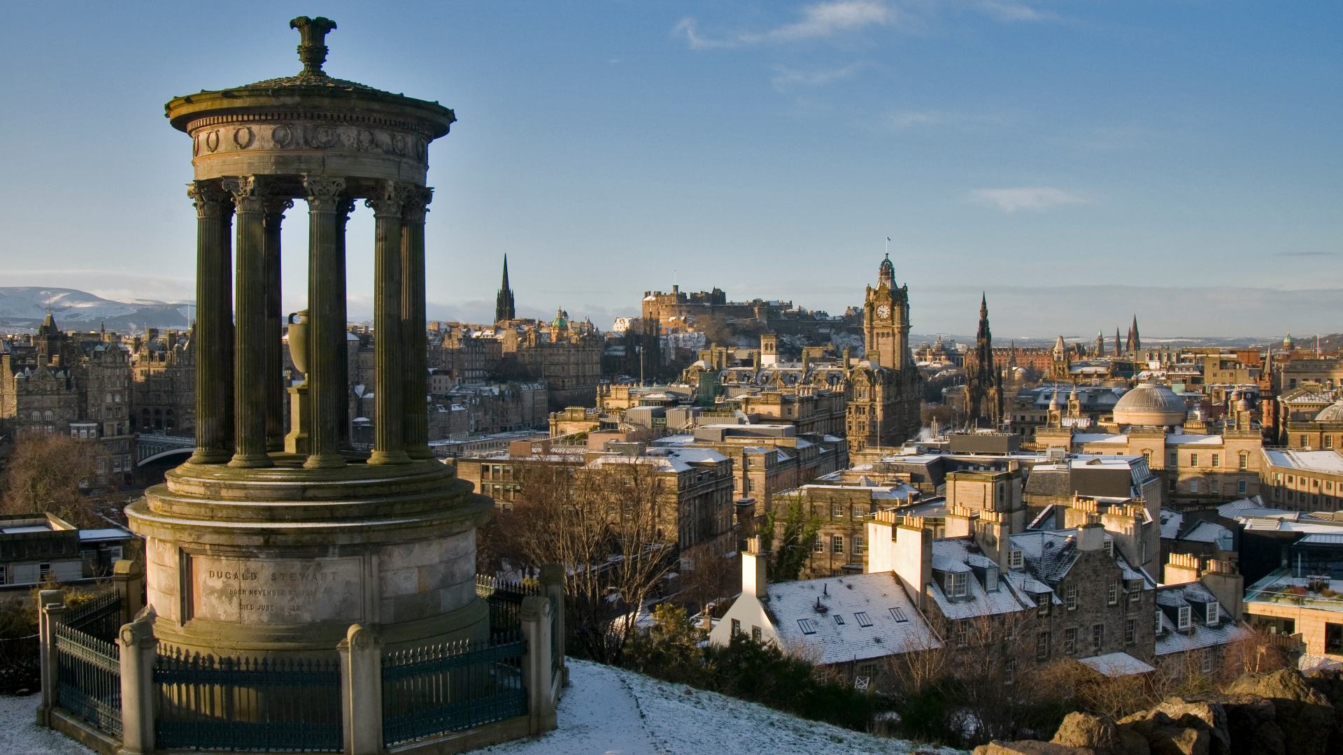 Calton Hill viewpoint, looking out over Edinburgh.