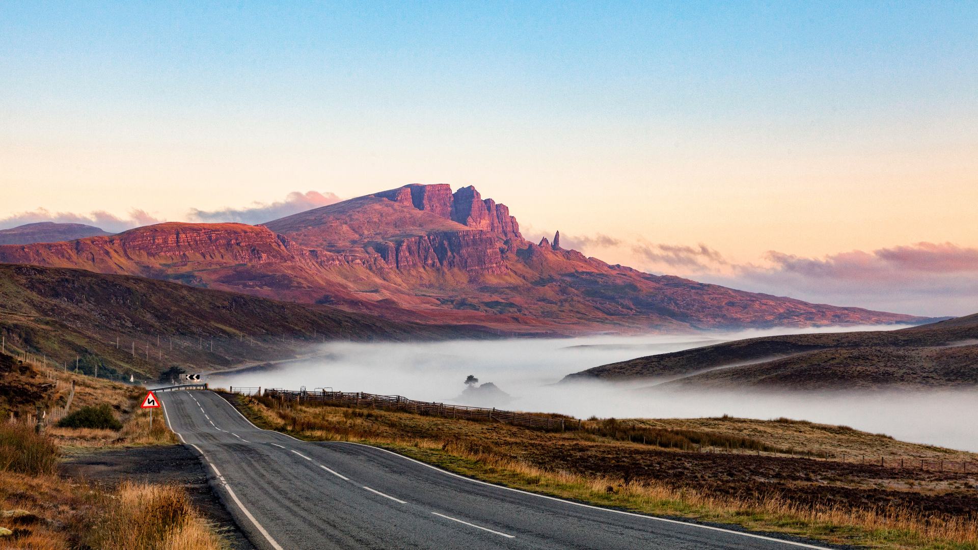 road approaching the storr isle of skye scotland