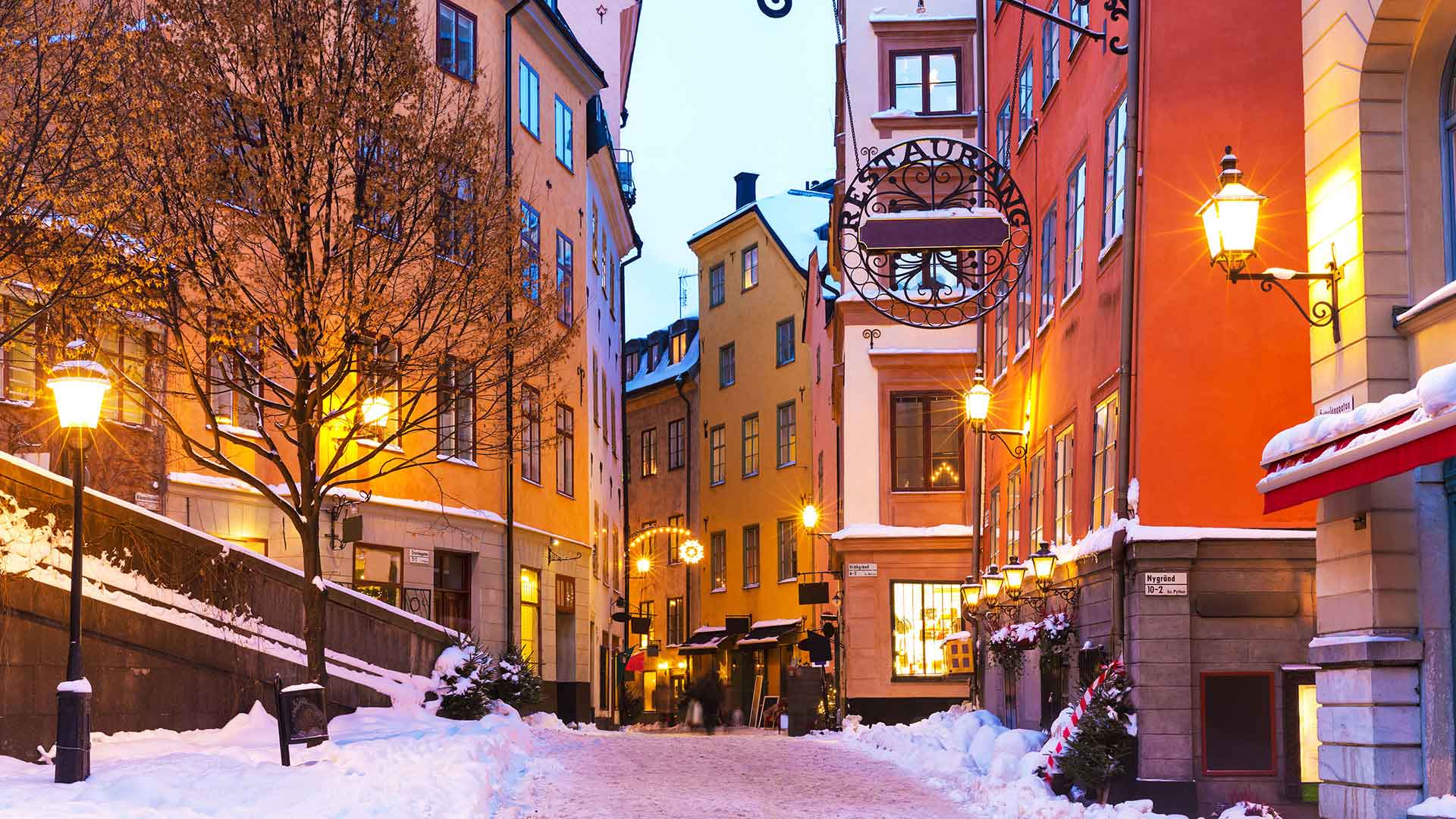 The streets of Stockholm’s Gamla Stan in winter