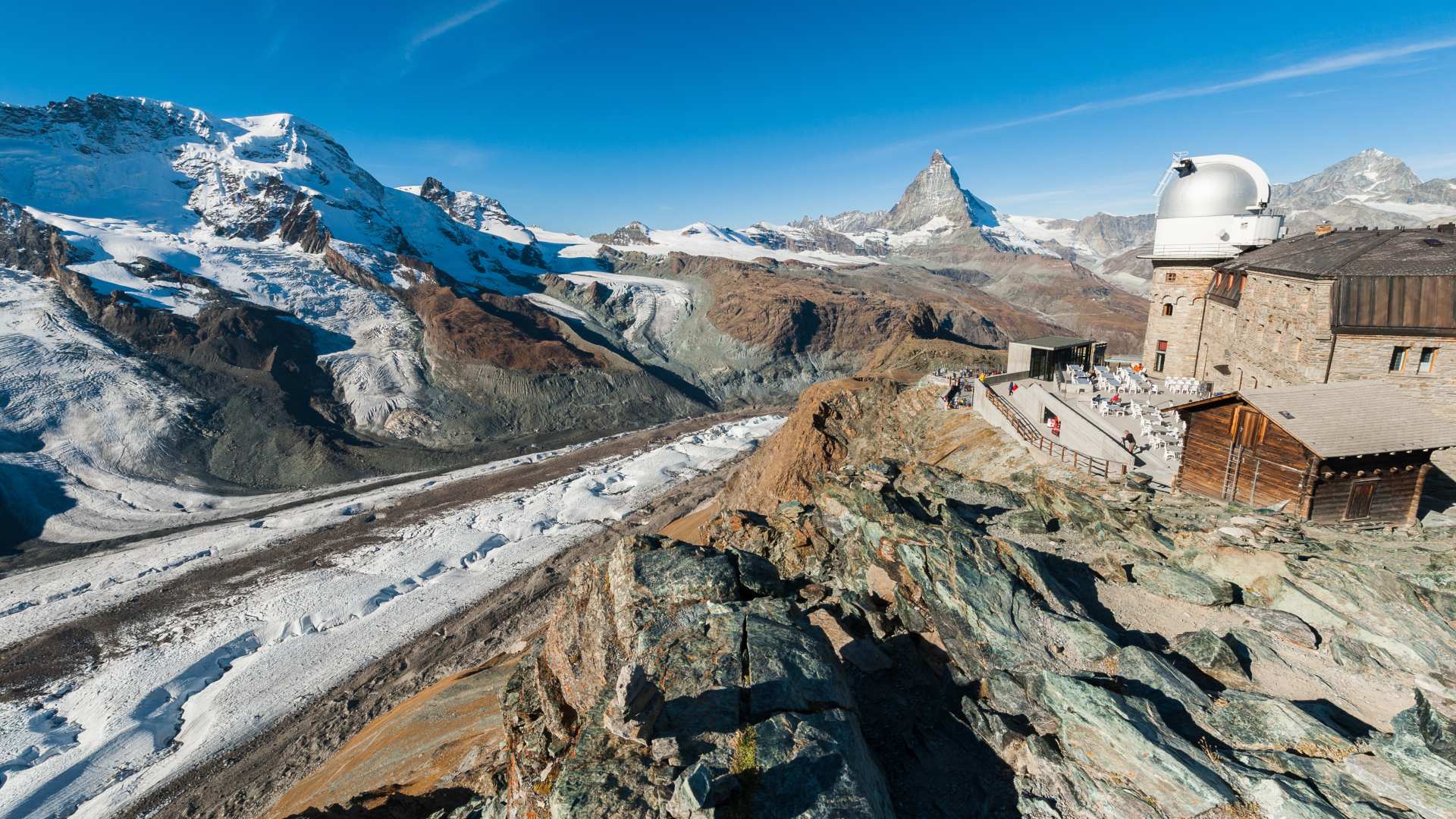 Gorner Glacier and the Matterhorn from Gornergrat train station, Switzerland